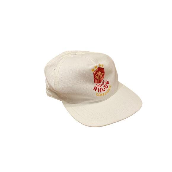 Rhude Azur Logo-Embroidered Linen Adjustable Baseball Cap Hat White - Picture 6 of 10